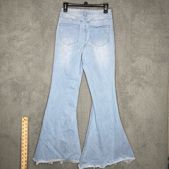 Forever 21 light wash twisted seam high waisted bell bottom denim jeans retro 29 - Picture 7 of 11